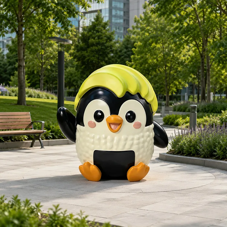 Drăguță sculptură pinguin FRP
