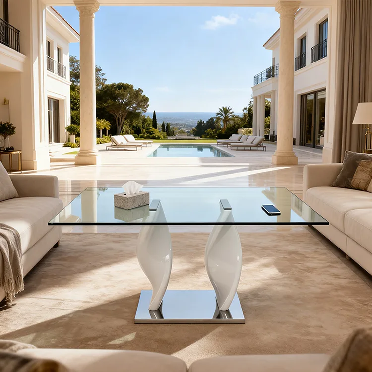 Modern Dining Table FRP Legs And Stainless Steel Base