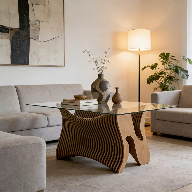 Parametric Sculpture Wave Wooden Coffee Table