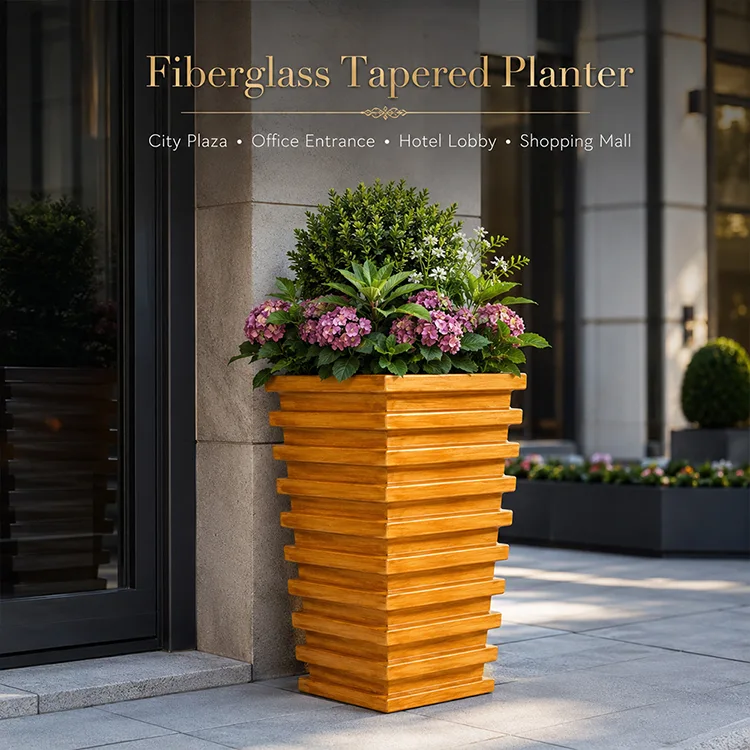 Fiberglass Wood Grain Planter