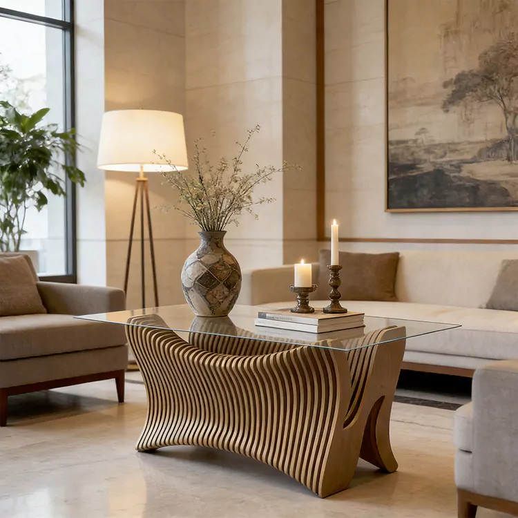 Masuta de cafea din lemn Parametric Sculpture Wave